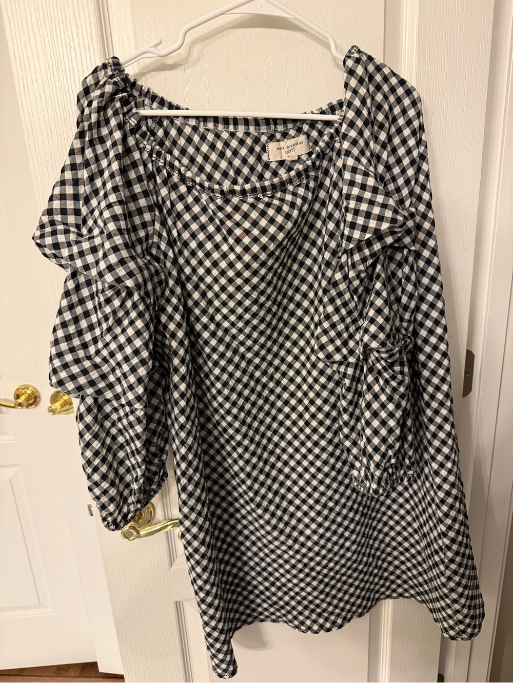 Max Studio Black and White Gingham Top